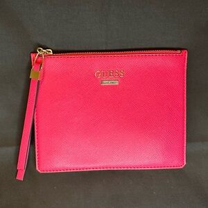 Guess Vibrant Pink Zip-Top Pouch Wallet Wristlet NWOT
